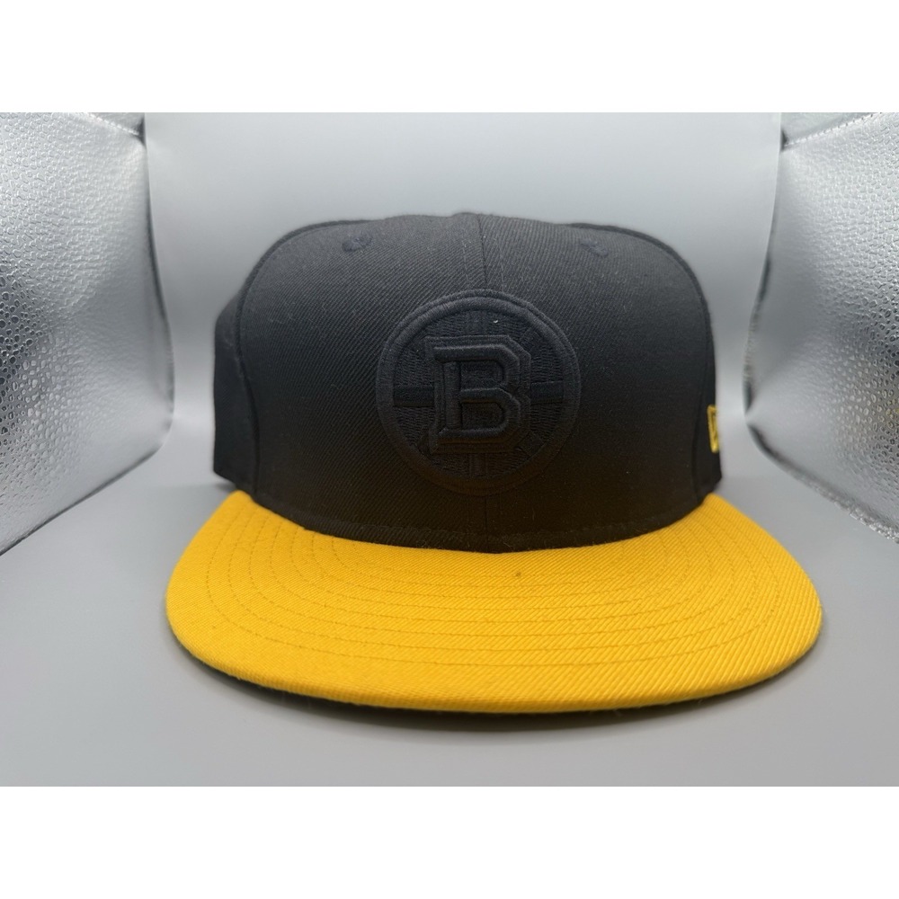 Boston Bruins New Era 59FIFTY Fitted Hat 7 1/4 Black Gold NHL Hockey Tonal Logo